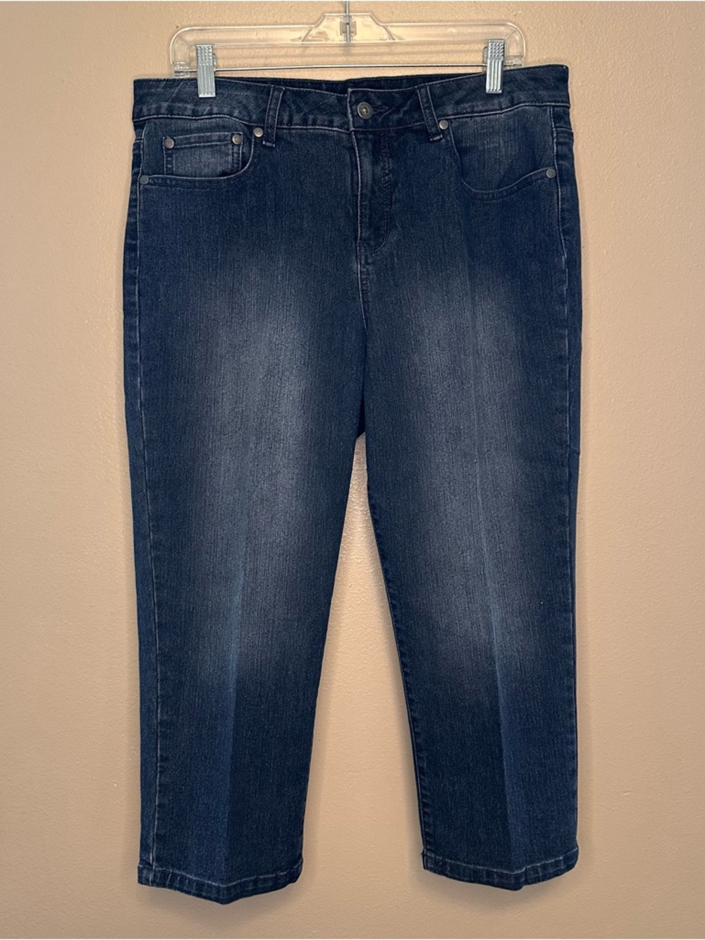 Relativity Dark Blue Cropped Straight-Leg Jeans